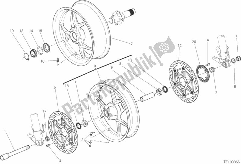 Todas as partes de Ruota Anteriore E Posteriore do Ducati Superbike 1299 ABS Brasil 2016
